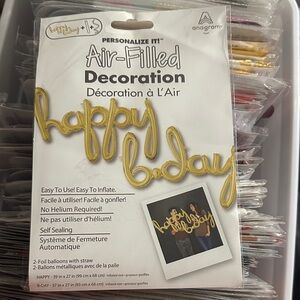 Gold Happy Bday Air-Filled Decoration